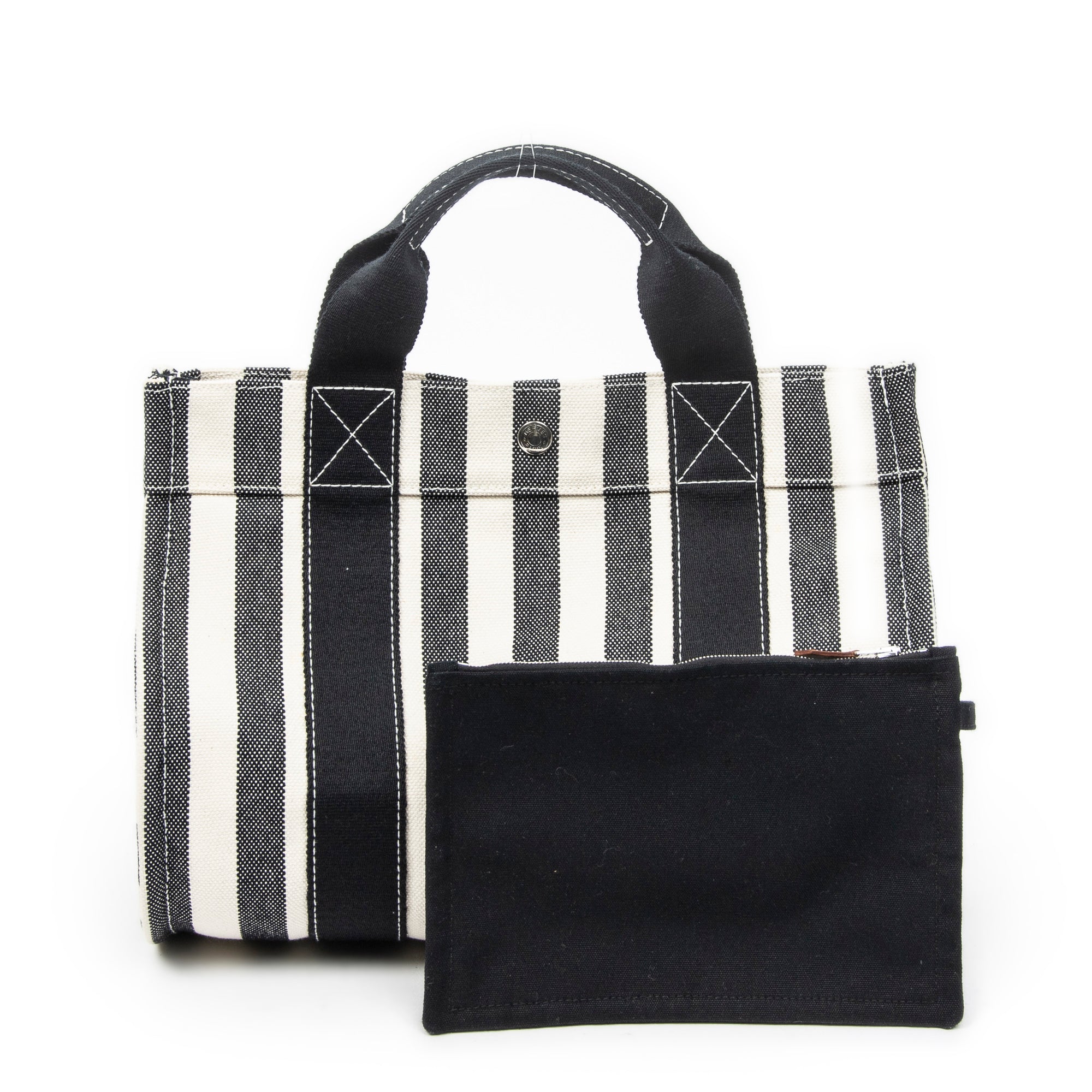 Handbag Cannes Tote PM Ivory Toile Striped Canvas