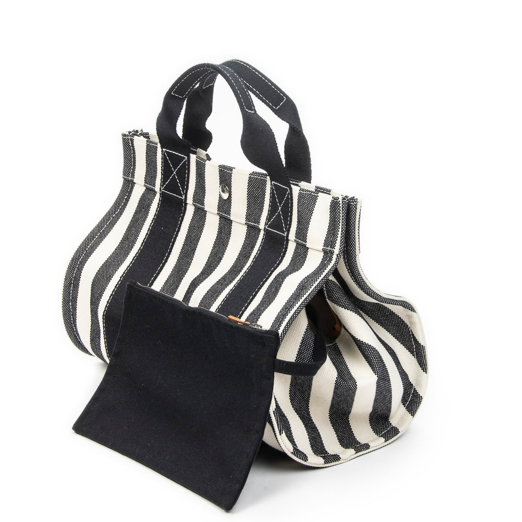 Handbag Cannes Tote PM Ivory Toile Striped Canvas