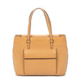 Shoulder Bag Front Pocket Tote Tan Textured Leather