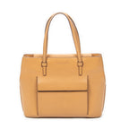 Shoulder Bag Front Pocket Tote Tan Textured Leather