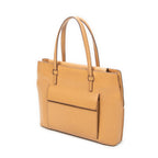 Shoulder Bag Front Pocket Tote Tan Textured Leather