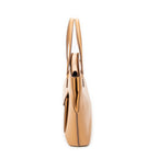 Shoulder Bag Front Pocket Tote Tan Textured Leather