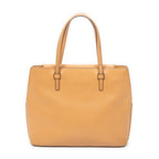 Shoulder Bag Front Pocket Tote Tan Textured Leather