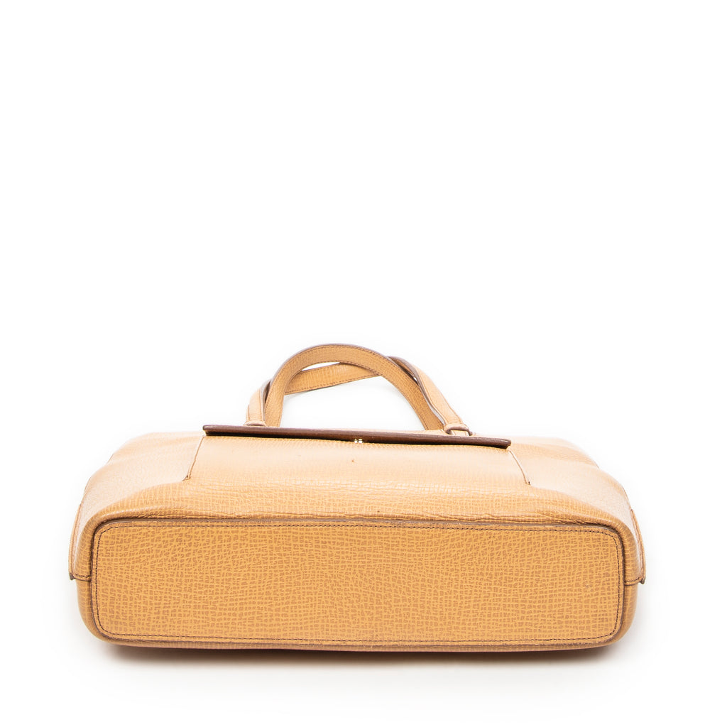Shoulder Bag Front Pocket Tote Tan Textured Leather