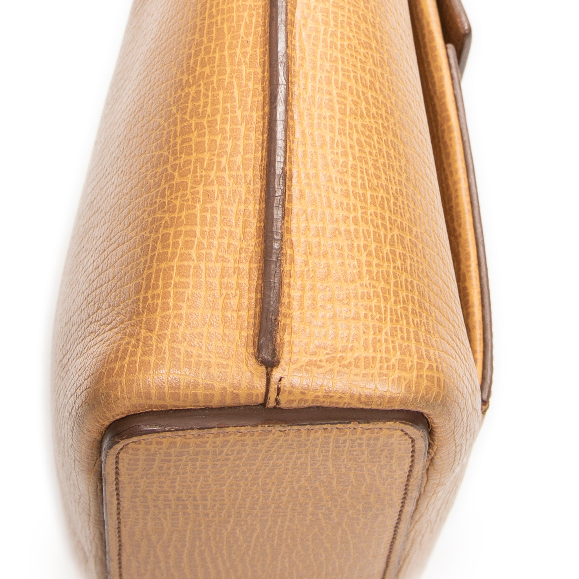 Shoulder Bag Front Pocket Tote Tan Textured Leather