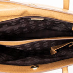 Shoulder Bag Front Pocket Tote Tan Textured Leather