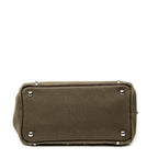 Shoulder Bag Small Rhinestone Canapa Tote Dark Green Studded Canapa Canvas