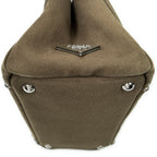 Shoulder Bag Small Rhinestone Canapa Tote Dark Green Studded Canapa Canvas