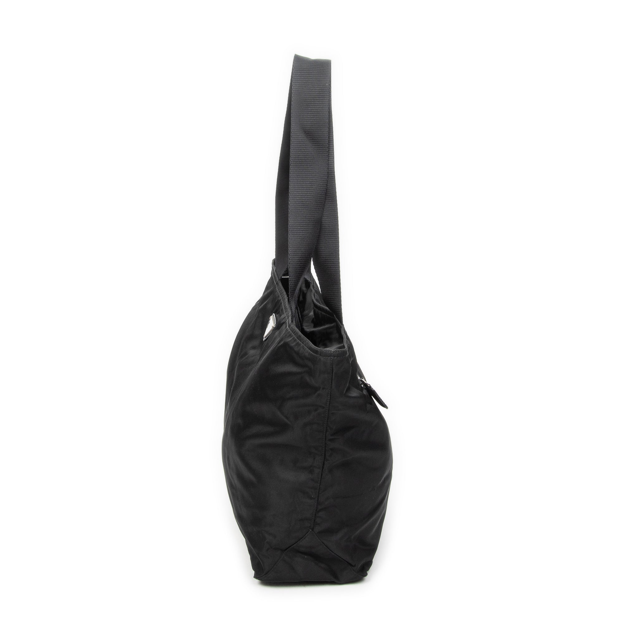 Shoulder Bag Shopping Zip Tote Black Nylon Canvas