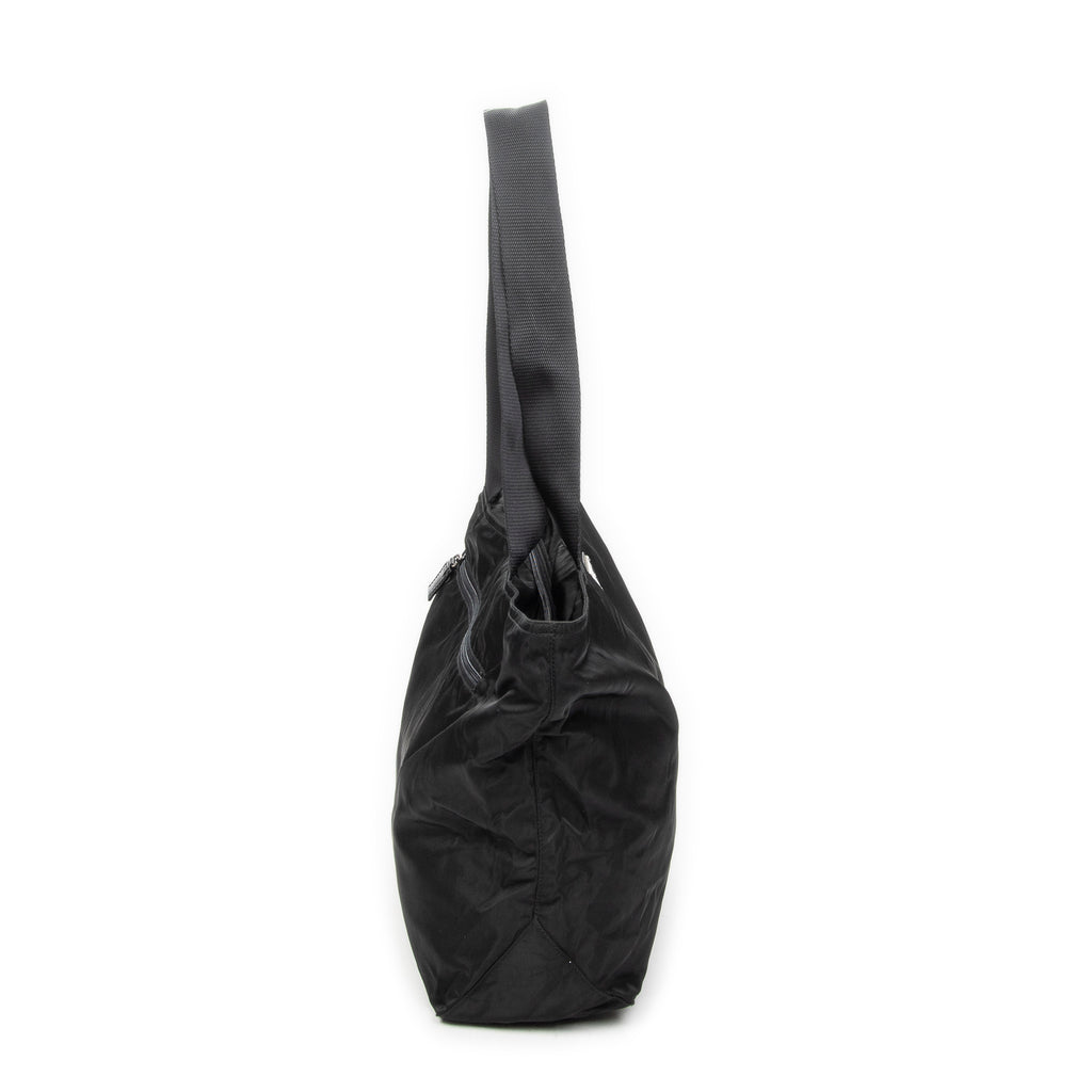 Shoulder Bag Shopping Zip Tote Black Nylon Canvas