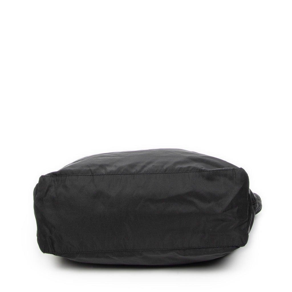 Shoulder Bag Shopping Zip Tote Black Nylon Canvas