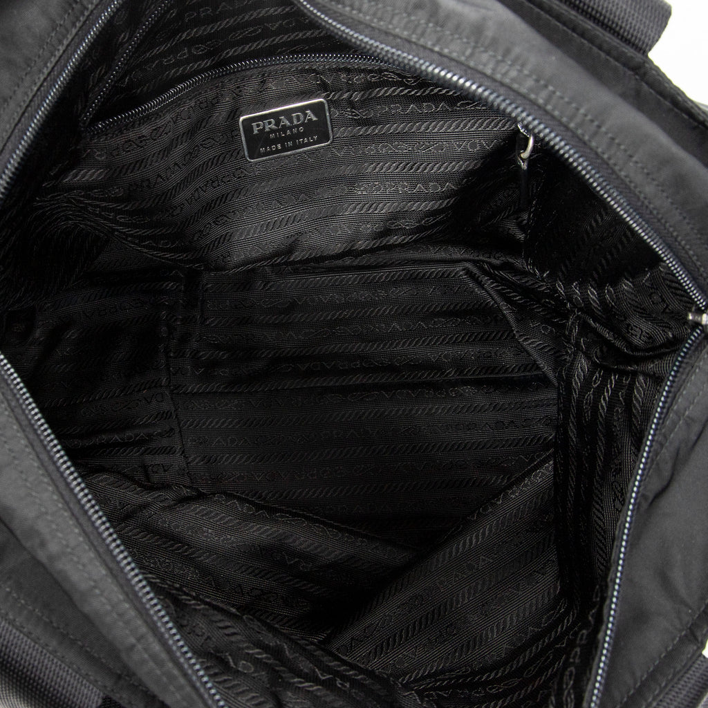 Shoulder Bag Shopping Zip Tote Black Nylon Canvas