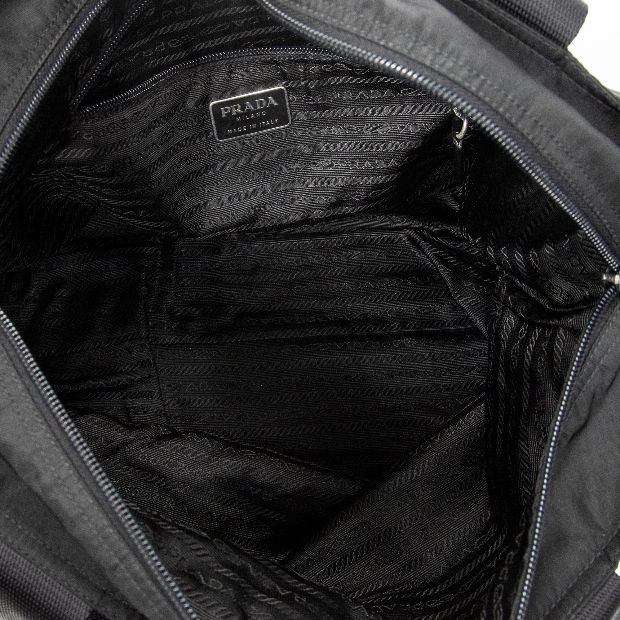 Shoulder Bag Shopping Zip Tote Black Nylon Canvas