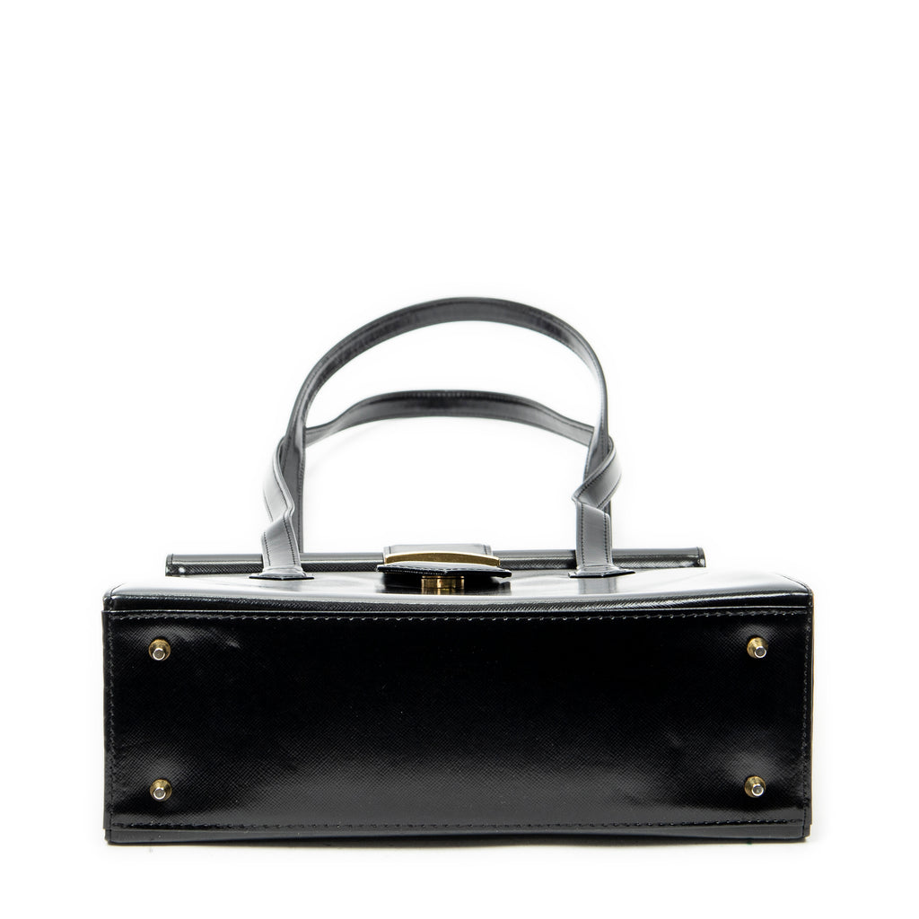 Shoulder Bag Vintage Frame Shoulder Bag Black Smooth Leather