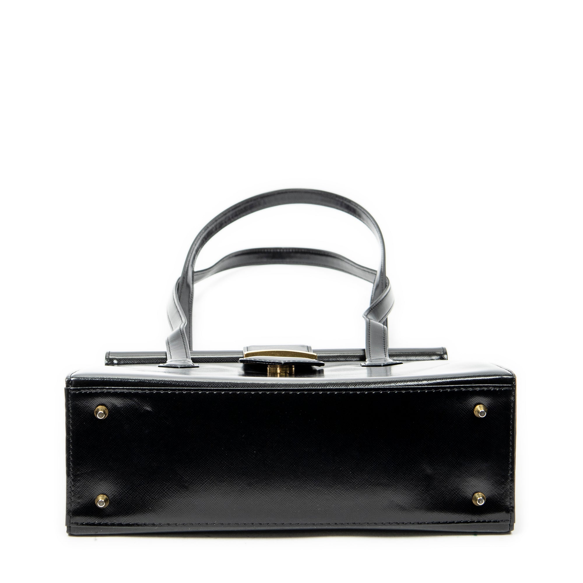 Shoulder Bag Vintage Frame Shoulder Bag Black Smooth Leather