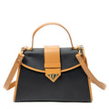 Shoulder Bag Vintage Top Handle Flap Black Woven Coated Canvas