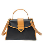Shoulder Bag Vintage Top Handle Flap Black Woven Coated Canvas