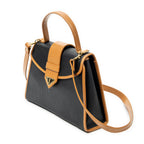 Shoulder Bag Vintage Top Handle Flap Black Woven Coated Canvas