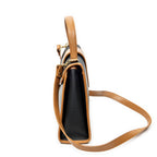 Shoulder Bag Vintage Top Handle Flap Black Woven Coated Canvas