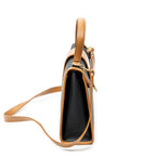Shoulder Bag Vintage Top Handle Flap Black Woven Coated Canvas