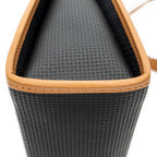 Shoulder Bag Vintage Top Handle Flap Black Woven Coated Canvas