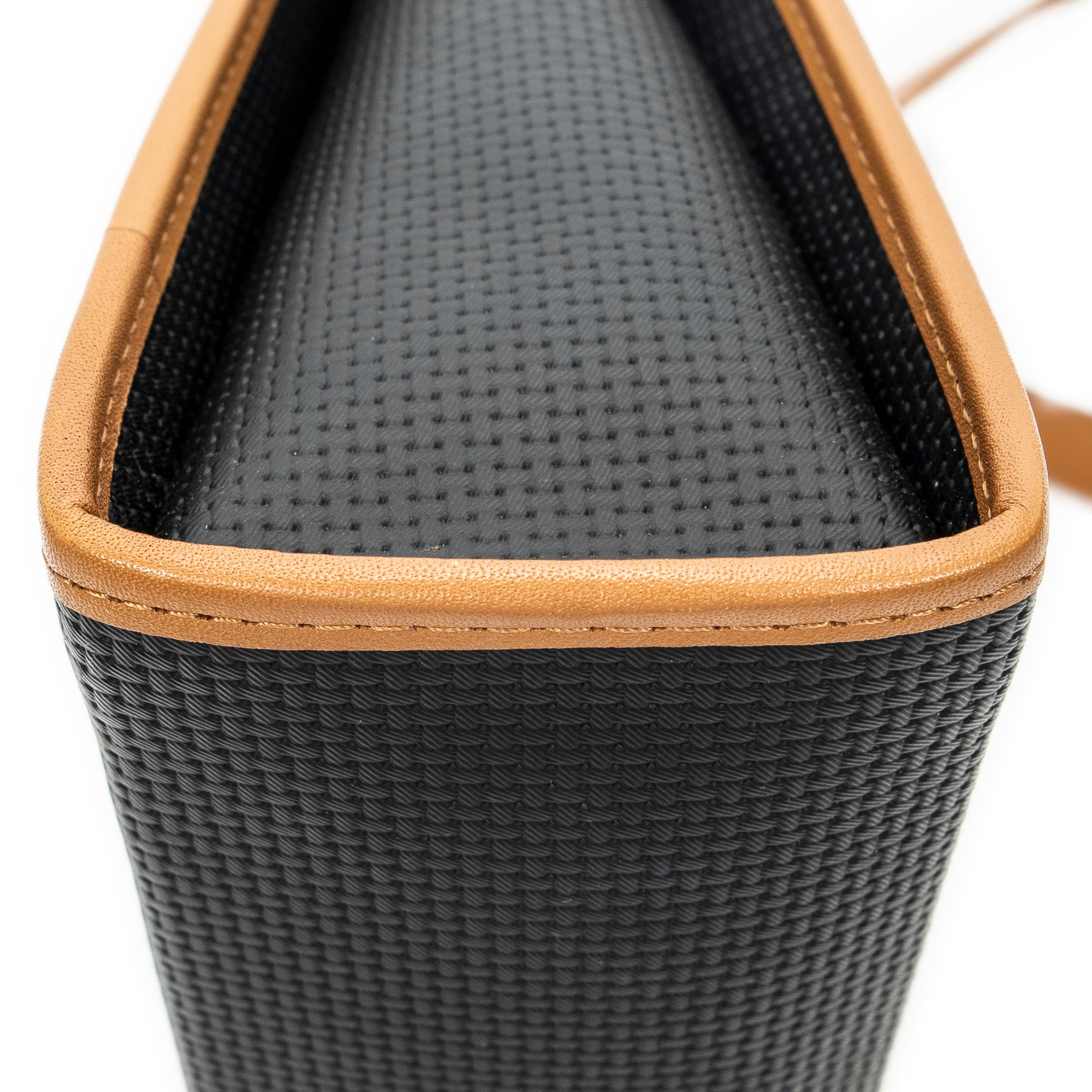 Shoulder Bag Vintage Top Handle Flap Black Woven Coated Canvas