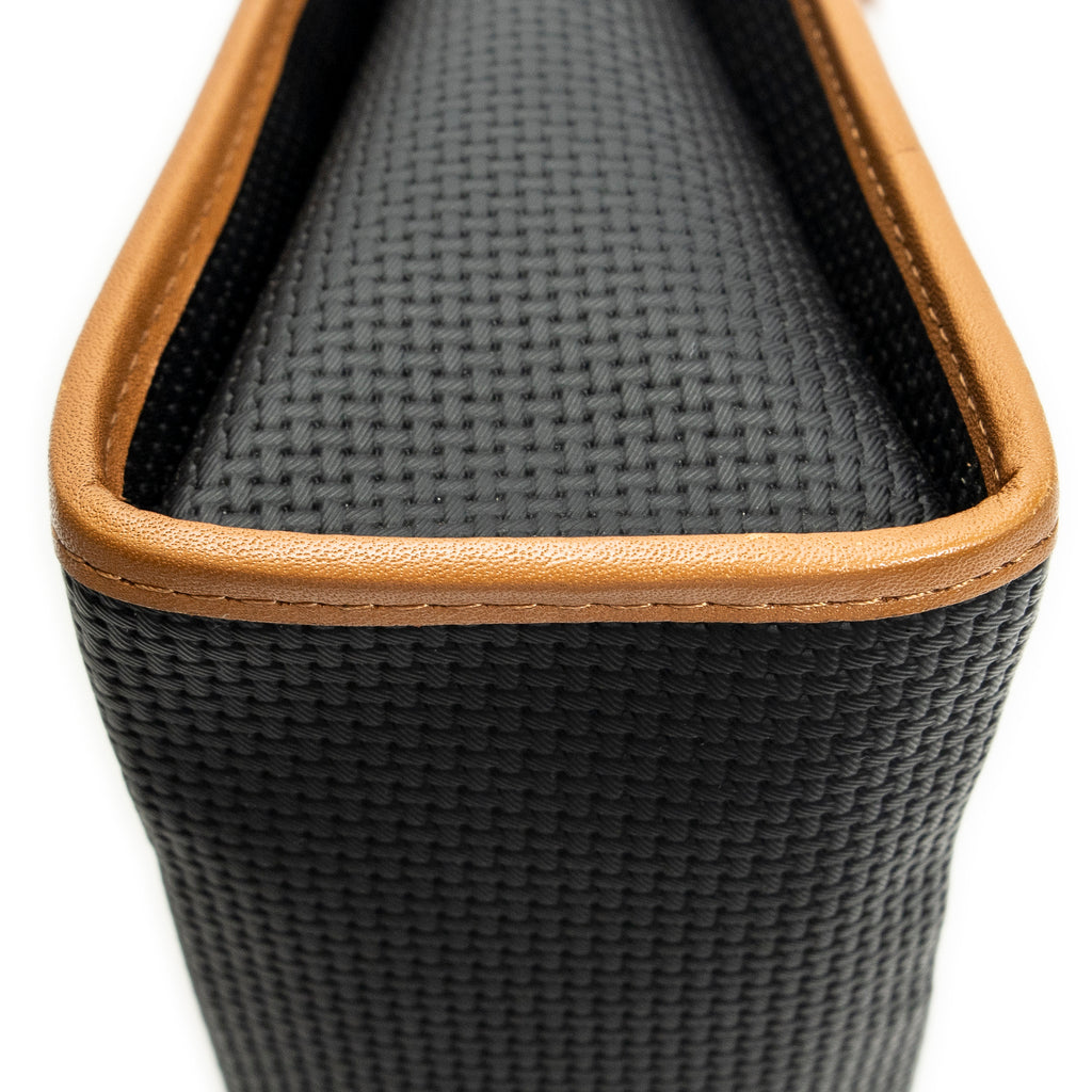Shoulder Bag Vintage Top Handle Flap Black Woven Coated Canvas