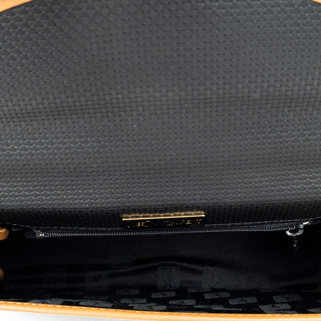 Shoulder Bag Vintage Top Handle Flap Black Woven Coated Canvas