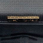 Shoulder Bag Vintage Top Handle Flap Black Woven Coated Canvas