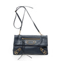 Shoulder Bag Envelope Clutch Navy Grained Leather