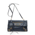 Shoulder Bag Envelope Clutch Navy Grained Leather