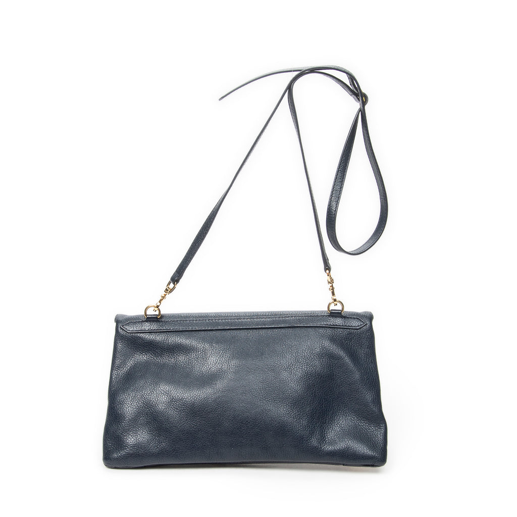 Shoulder Bag Envelope Clutch Navy Grained Leather
