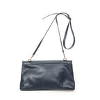 Shoulder Bag Envelope Clutch Navy Grained Leather