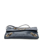 Shoulder Bag Envelope Clutch Navy Grained Leather
