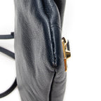 Shoulder Bag Envelope Clutch Navy Grained Leather