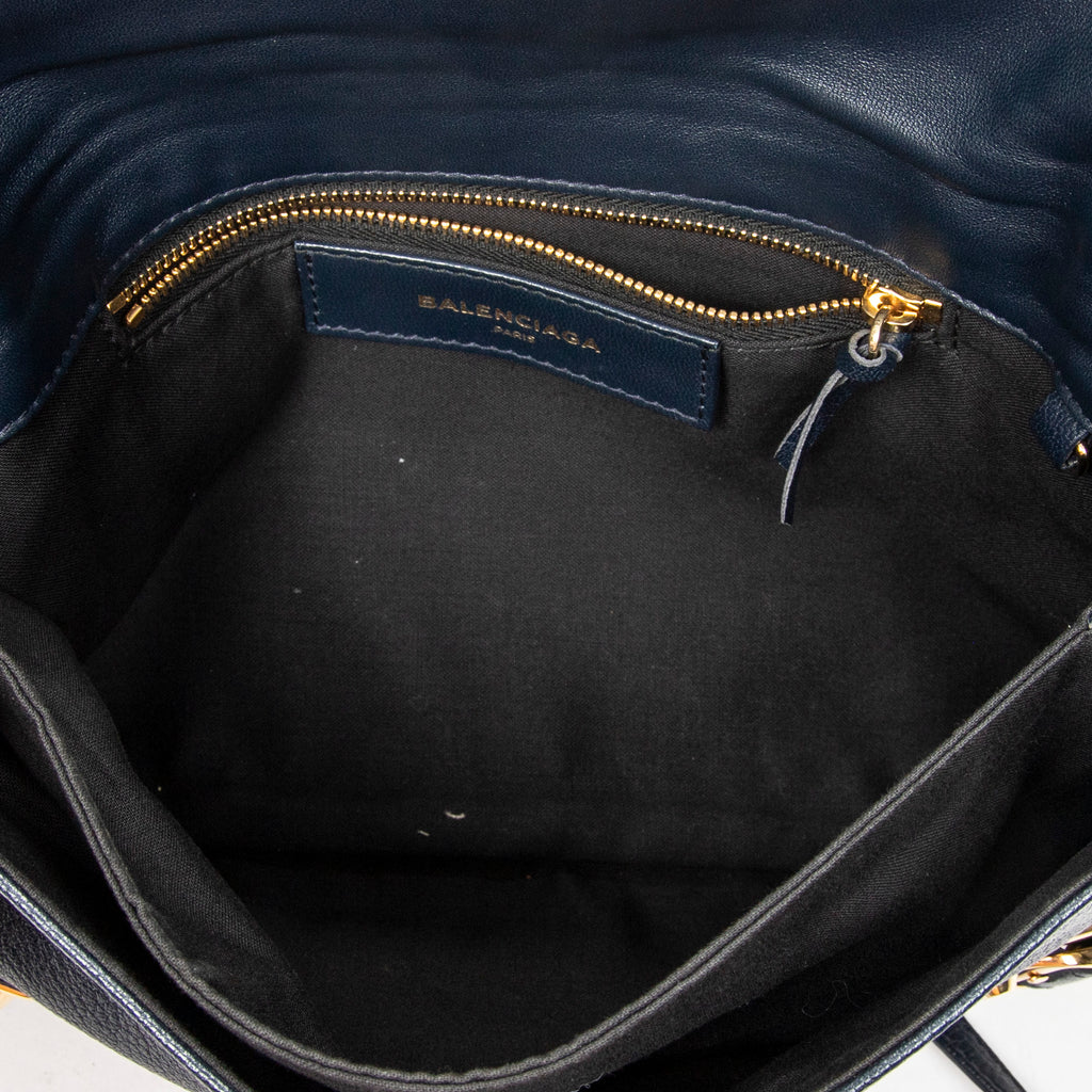 Shoulder Bag Envelope Clutch Navy Grained Leather