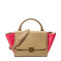 Shoulder Bag Small Trapeze Beige Calfskin Leather