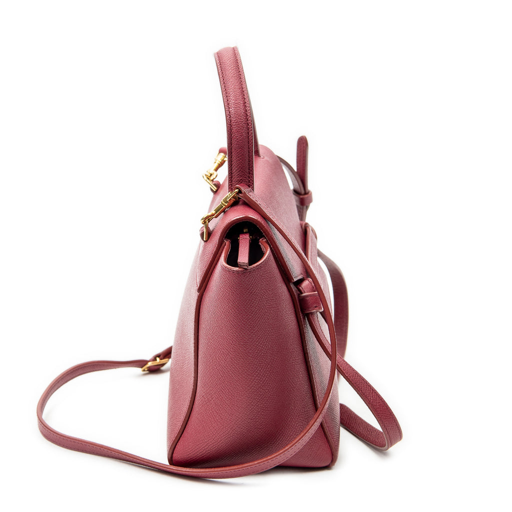 Shoulder Bag Nano Belt Bag Raspberry Pink Grained Calfskin Leather