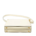 Shoulder Bag Vintage Flap Top Handle Ivory Calfskin Leather