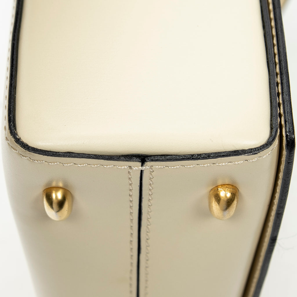 Shoulder Bag Vintage Flap Top Handle Ivory Calfskin Leather