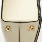 Shoulder Bag Vintage Flap Top Handle Ivory Calfskin Leather
