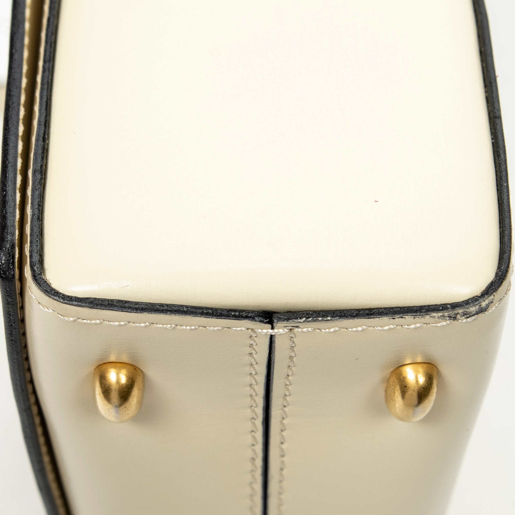 Shoulder Bag Vintage Flap Top Handle Ivory Calfskin Leather