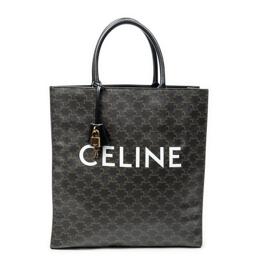 Shoulder Bag Medium Vertical Cabas Black Triomphe Coated Canvas