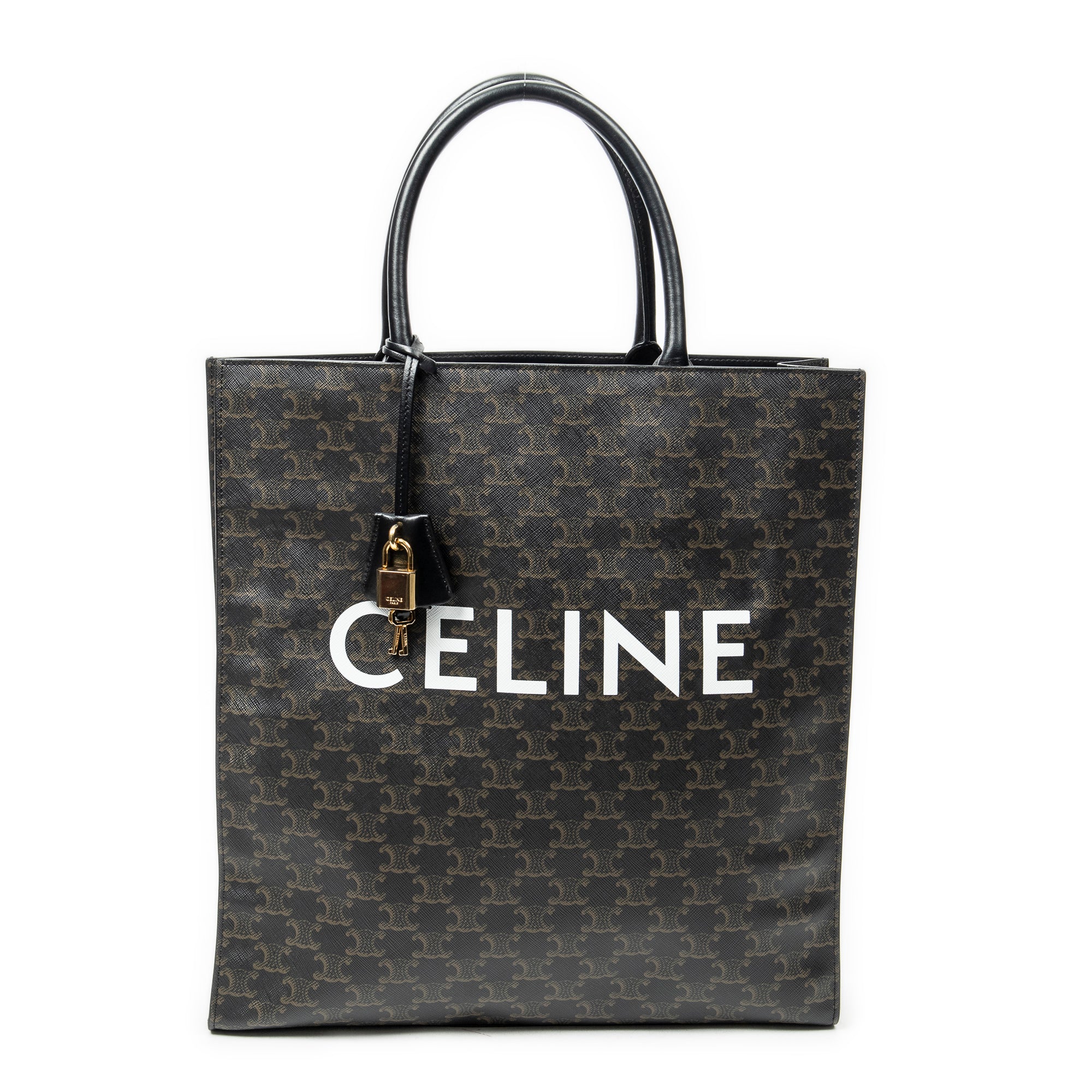 Shoulder Bag Medium Vertical Cabas Black Triomphe Coated Canvas