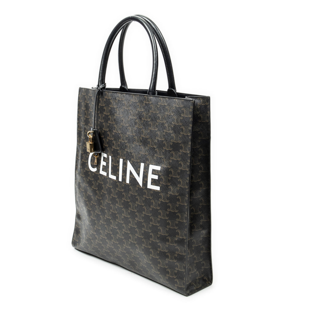 Shoulder Bag Medium Vertical Cabas Black Triomphe Coated Canvas