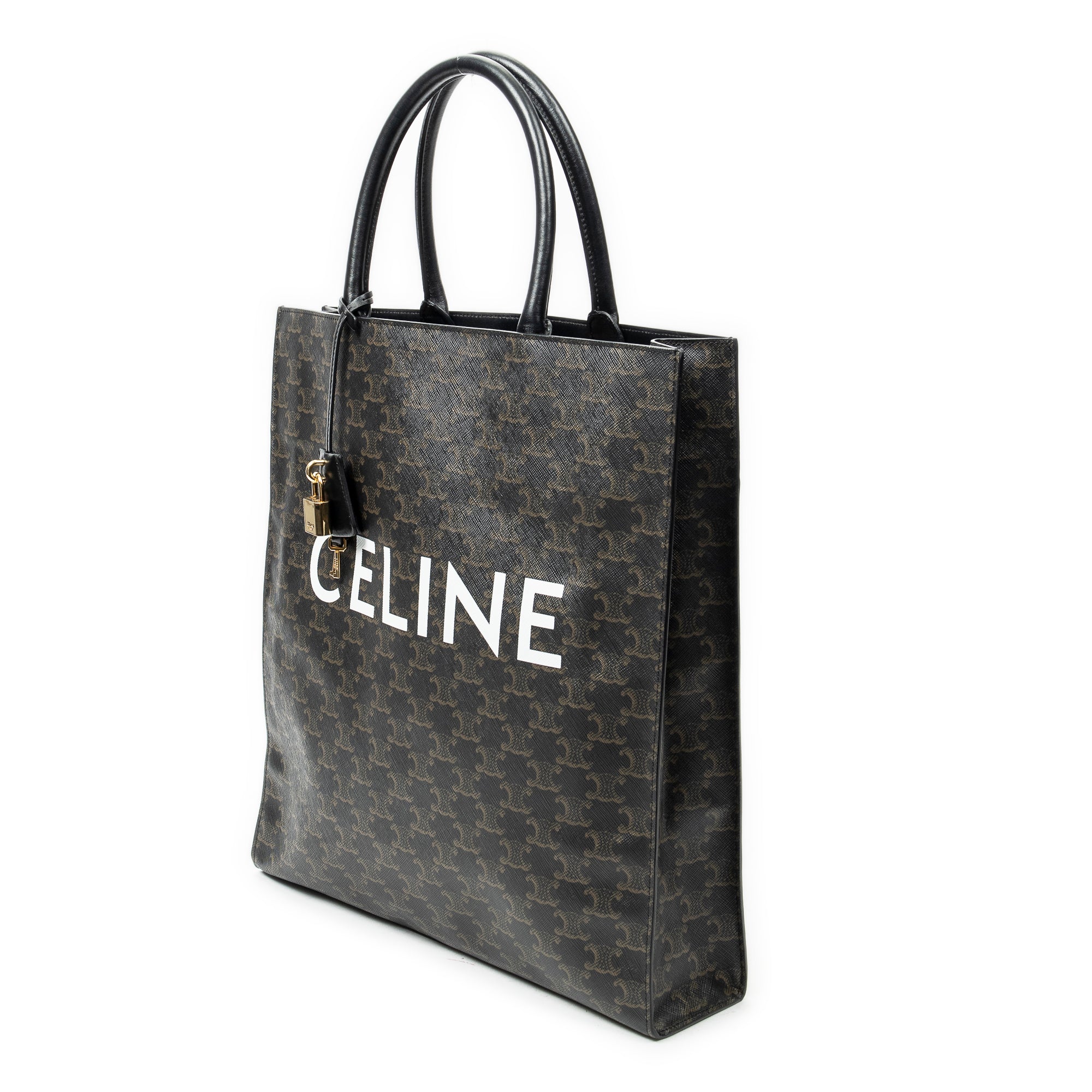 Shoulder Bag Medium Vertical Cabas Black Triomphe Coated Canvas