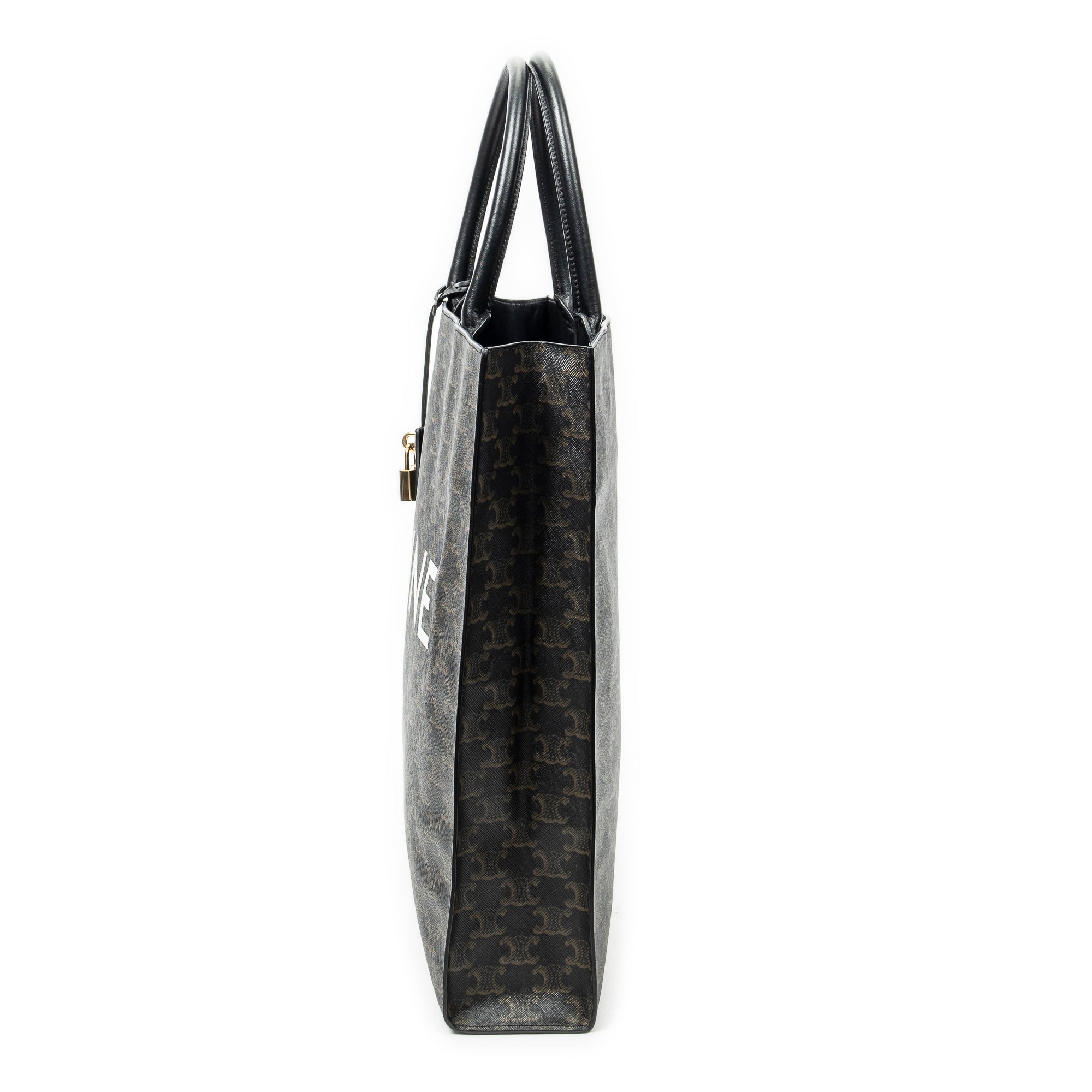 Shoulder Bag Medium Vertical Cabas Black Triomphe Coated Canvas