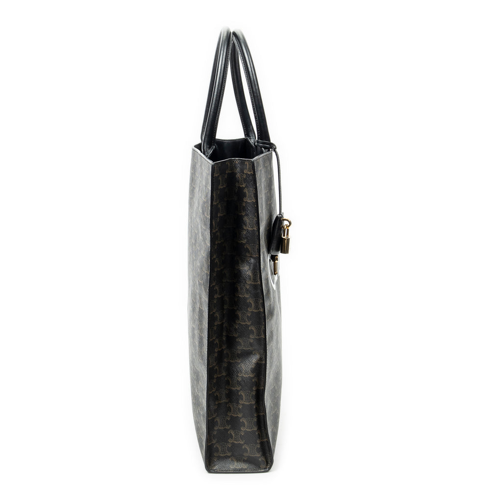 Shoulder Bag Medium Vertical Cabas Black Triomphe Coated Canvas