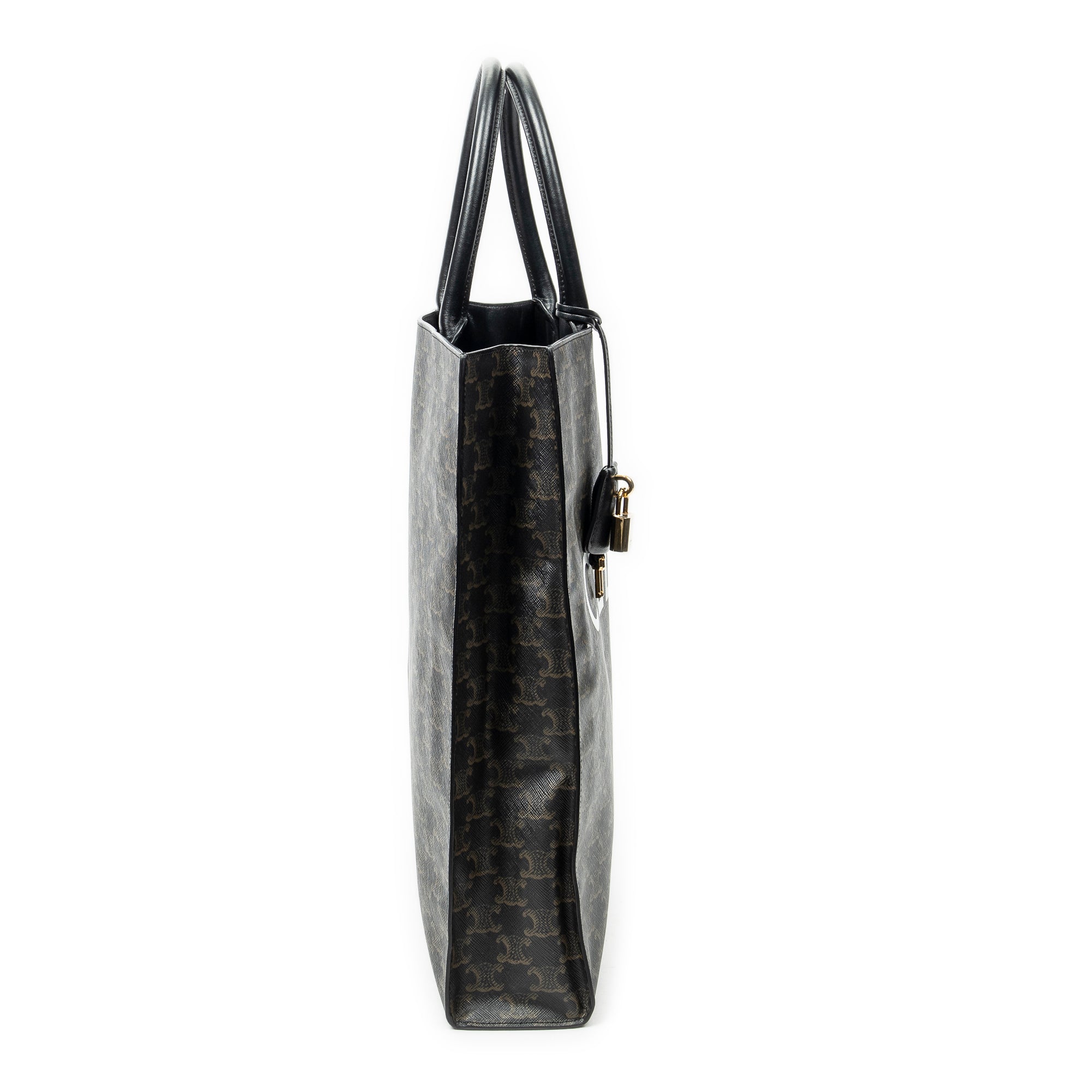 Shoulder Bag Medium Vertical Cabas Black Triomphe Coated Canvas