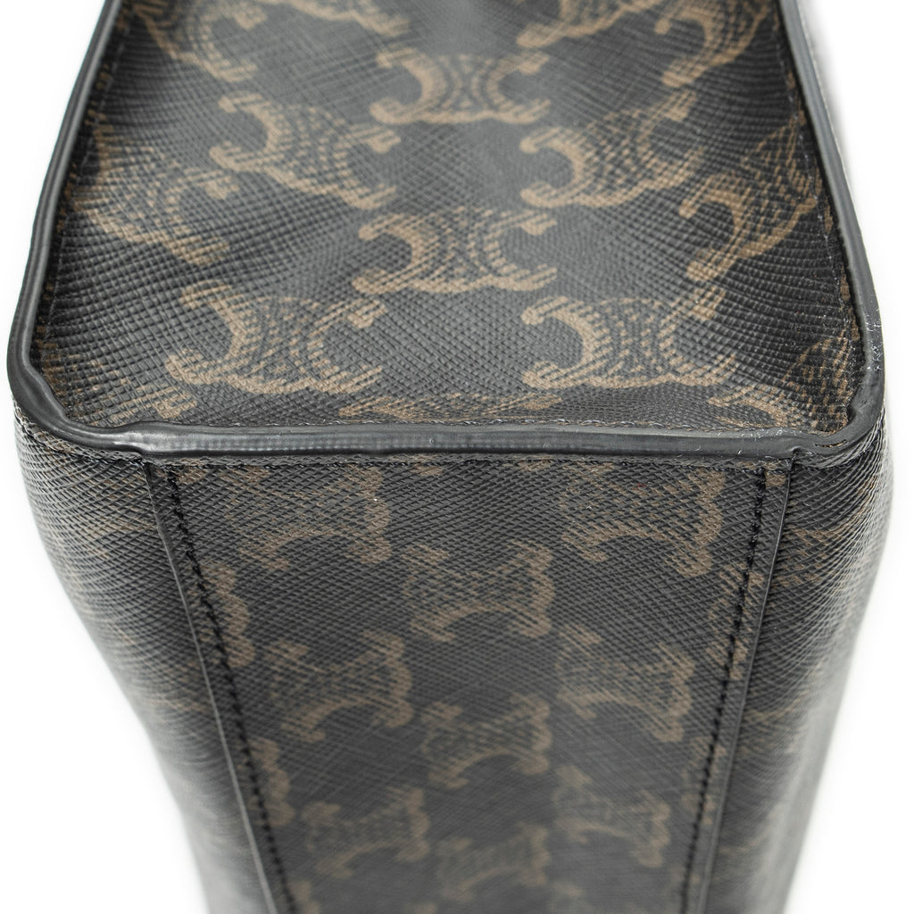 Shoulder Bag Medium Vertical Cabas Black Triomphe Coated Canvas